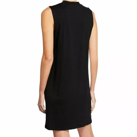 NWT Eileen Fisher Black Stretch Jersey Knit Mock Neck Dress - Size XXS - Picture 2 of 12